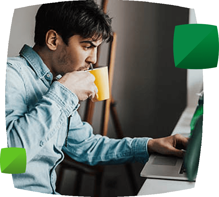 man drinking coffee