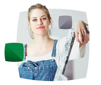 woman with painting ladder