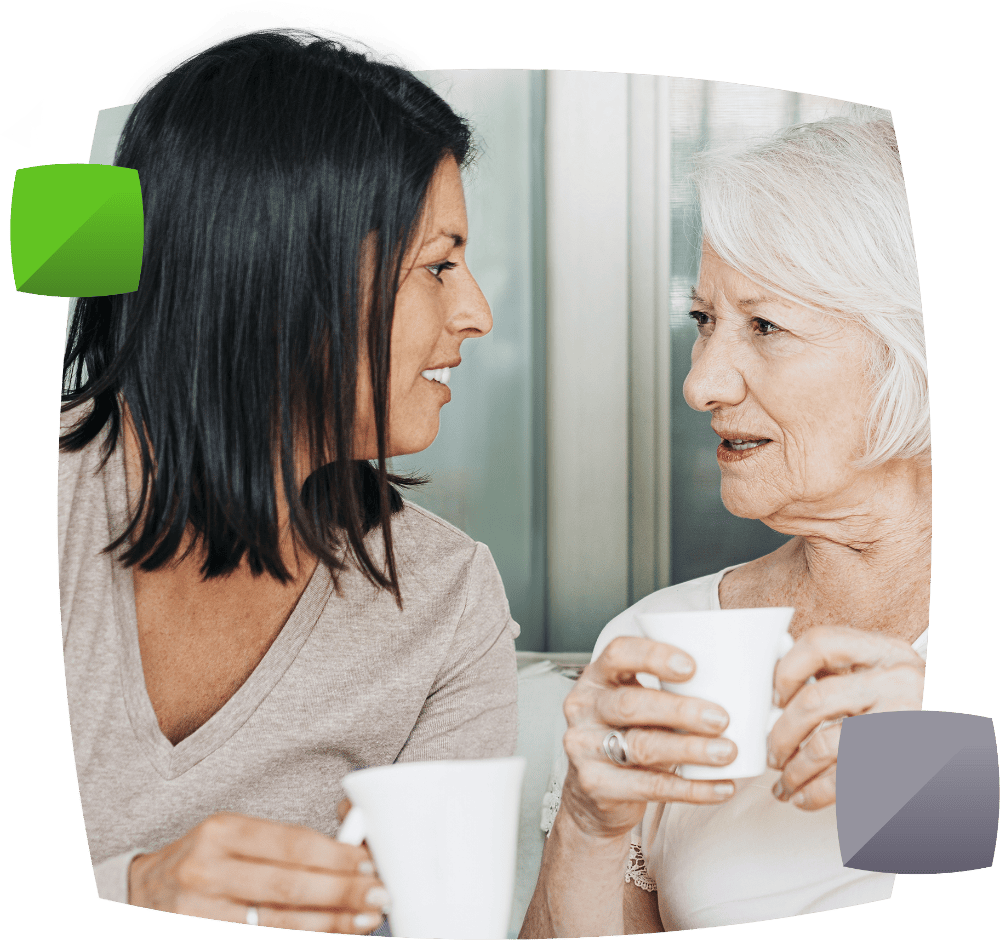 Two women drinking tea