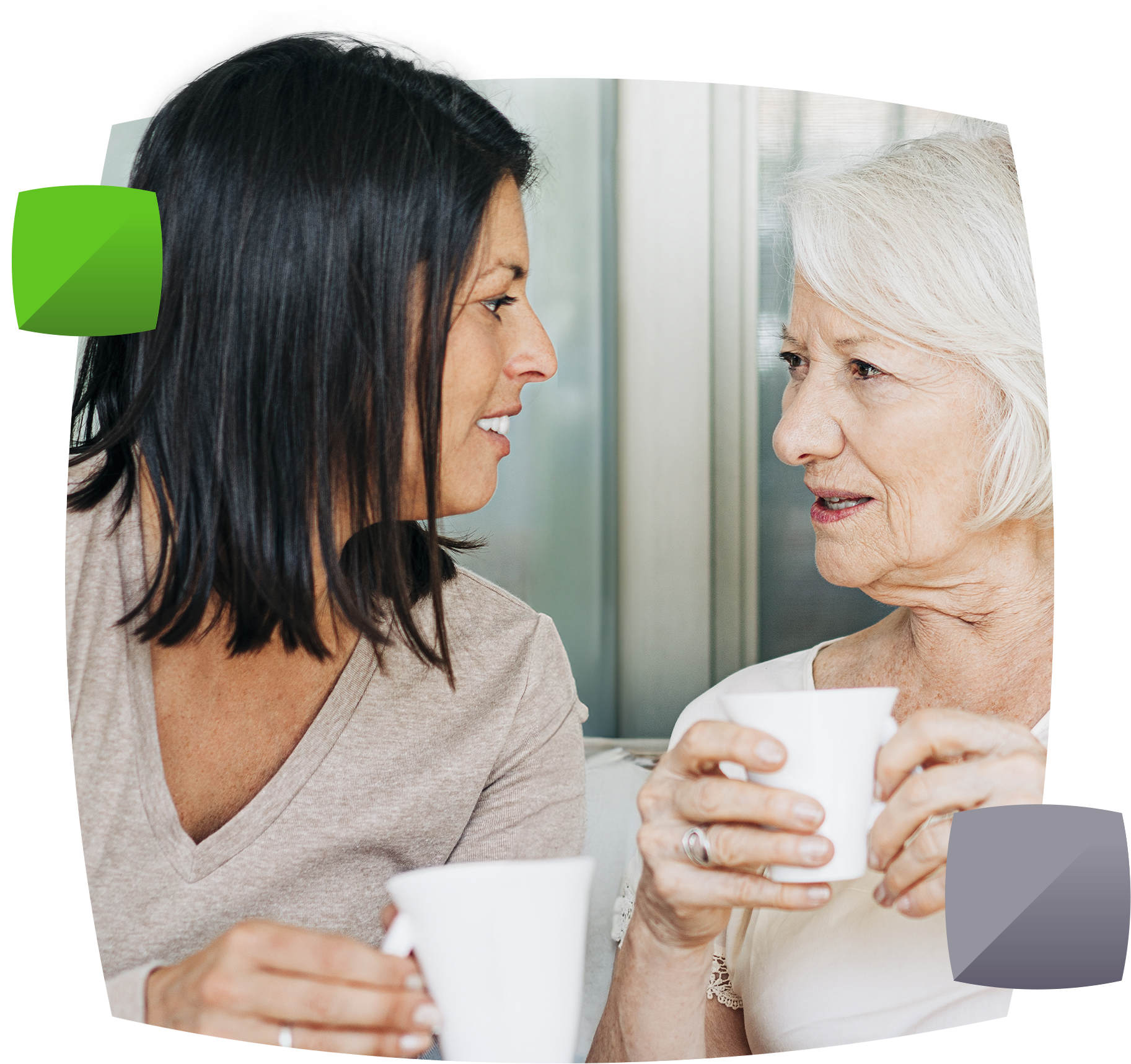 Two women drinking tea