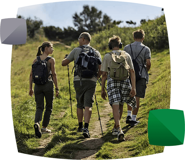 Family on hike together