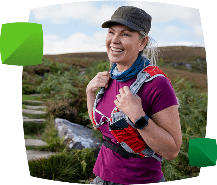Woman on hike smiling