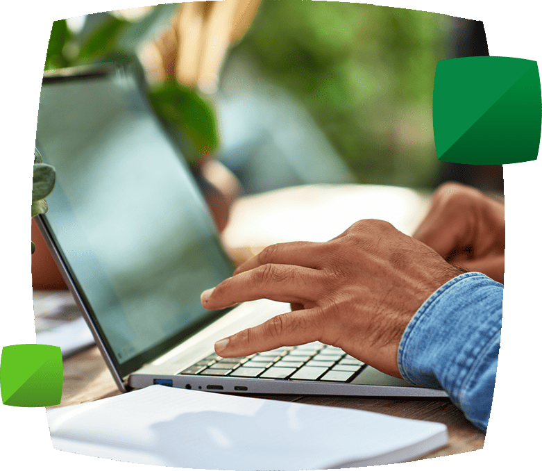 man typing on keyboard