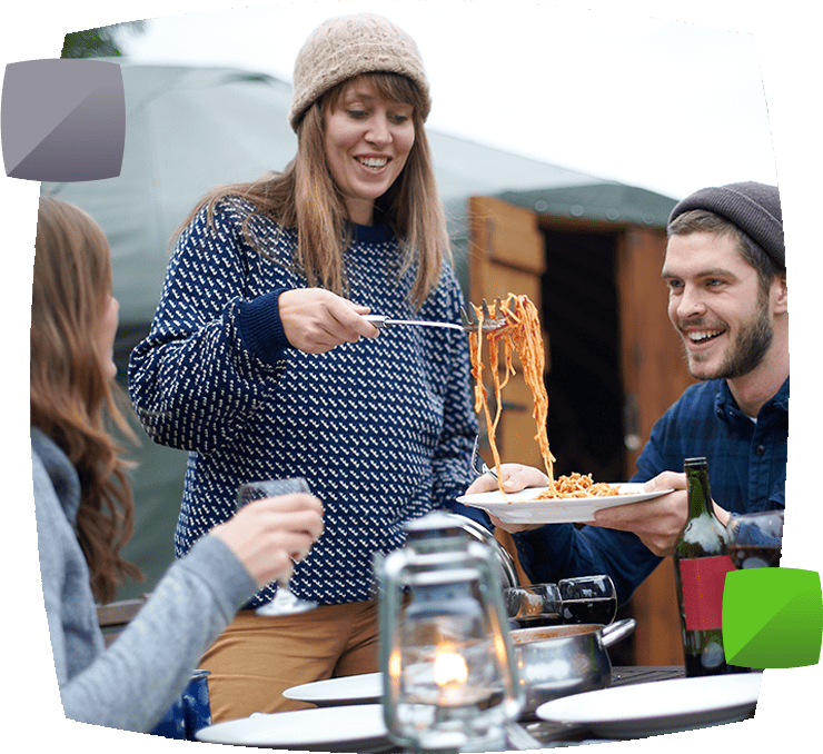 Serving spaghetti to friends