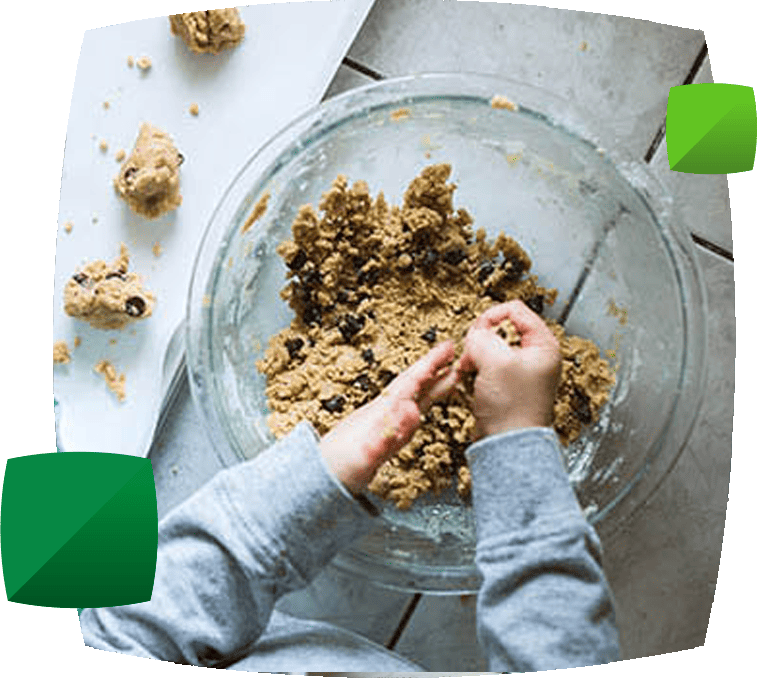 child baking cookies