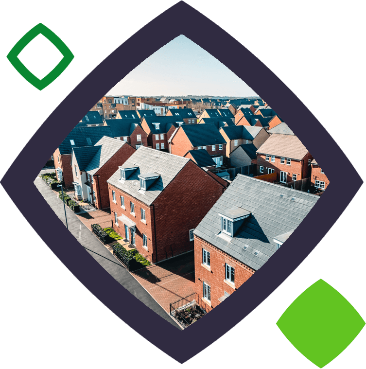 Aerial view of houses in squircle