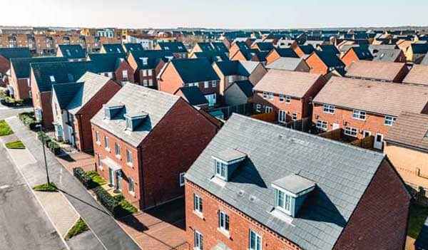 Ariel view of houses
