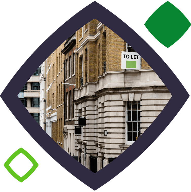 building with to let sign in squircle