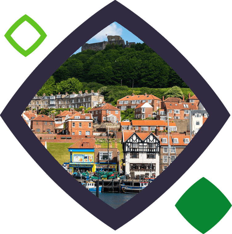 buildings by the sea in squircle