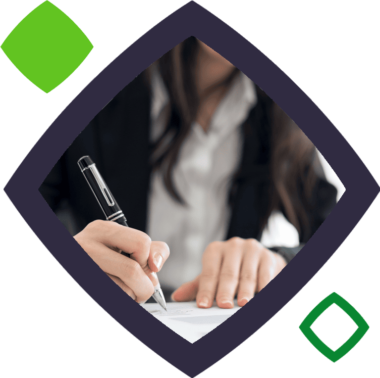 woman holding pen